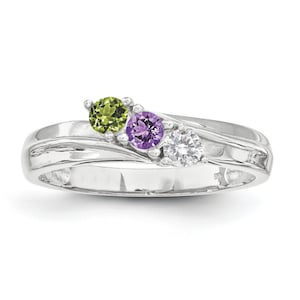 Personalized Mother&#39;s Birthstone Ring Sterling Silver 1, 2, 3 or 4 Stones. Family Jewelry Rings
