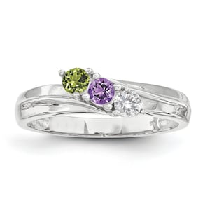 Personalized Mother's Birthstone Ring Sterling Silver 1, 2, 3 or 4 Stones. Family Jewelry Rings