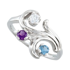 Family Tree Mother&#39;s Ring 1- 5 Stones Sterling Silver Mother&#39;s Day Jewelry