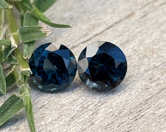 Natural Teal Spinel Pair Of Gemstones  | Round Cut | 5.50 mm | 1.65 Carat | Untreated | Unheated Gemstones  | Unset  Spinel