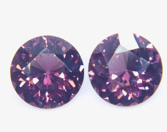 Pinkish Purple Spinel Pair: 6mm Round Cut Ceylon Gemstones