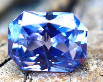 Natural Violet Sapphire | Emerald Cut | 1.48 Carat | 7.10x5.30 mm | Unheated Purple Sapphire | Genuine Gemstones | Unearthed Gemstones |
