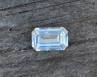 Loose White Sapphire With Slight Yellow  | Emerald Cut | 8x5 mm | 1.27 Carat | Engagements | Ceylon Sapphire | White Diamonds Alternate