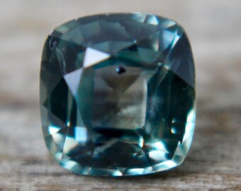 Natural Green Sapphire | Cushion Cut | 1.30 Carat | 6.00x5.75 mm | Unheated | Untreated | Teal Green Sapphire | Natural Sapphire |