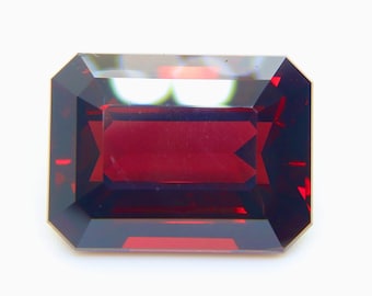 Natural Rhodolite Garnet 21.33 ct Octagonal Emerald Cut, Certified Large Red Loose Gemstone for Statement Ring Pendant