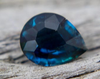Natural Blue Green Sapphire | Pear Cut | 8x6 mm | 1.38 Carat | Unheated Gemstones | Untreated Sapphire Gems | Engagement Rings