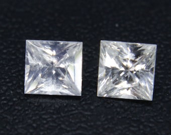 Natural White Sapphire Pair Of gemstones for a earring | Princess Cut | Ceylon Colourless Sapphire | Jewellery Making | Sapphire Earrings