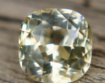 Natural Pale Yellow Ceylon Sapphire 3.18 ct Cushion Cut, Unheated Loose Sapphire for Engagement Ring Pendant or Fine Jewelry