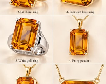 Natural Citrine 27.82 ct, Emerald Cut Loose Gemstone, Untreated Ceylon Golden Citrine for Custom Jewelry