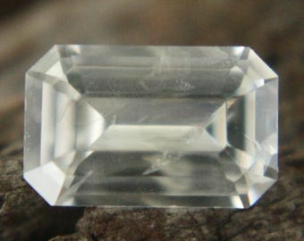 Loose White Sapphire With Slight Yellow  | Emerald Cut | 8x5 mm | 1.27 Carat | Engagements | Ceylon Sapphire | White Diamonds Alternate
