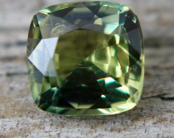 Natural Parti Sapphire | Cushion Cut | 5.40 mm | 1.02 Carat | Green Sapphire | Ceylon Sapphire | Engagement Ring | Unburnt Gems