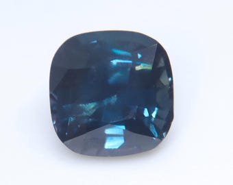Natural Deep Blue Australian Sapphire 1.53 ct, Cushion Cut Loose Gemstone, VS Clarity, Heated, for Custom Ring or Pendant