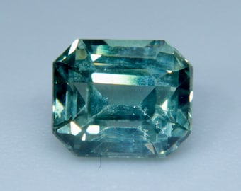Emerald Cut Green Sapphire: 0.80 Carat Untreated Gemstone (5.05x4.36 mm)