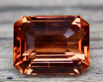 Natural Golden Peach Tourmaline 10.75ct, Emerald Cut Ceylon Gemstone, Cognac Orange Loose Gemstone for Custom Jewelry