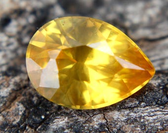 Vivid Yellow Sapphire Pear Cut Gemstone: Carat Ceylon Origin