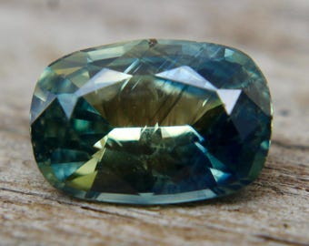 Natural Parti Sapphire | Cushion Cut | 7.20x4.94 mm | 1.06 Carat | Loose Green Yellow Sapphire | Engagement Ring | Genuine Sapphire