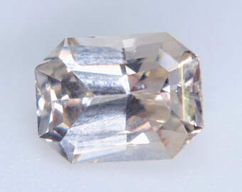 Natural Pale Soft Champagne Sapphire 1.37 Ct Emerald Cut Ceylon Unheated Loose Sapphire Engagement Ring Gemstone