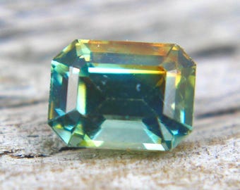 Natural Parti Sapphire | Emerald Cut | 5.47x4.15 mm | Loose Sapphire |  Green Sapphire | Sapphire Rings | Jewellery | Loose Gemstone