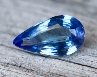 Natural Blue Sapphire | 2.53 Ct Unheated Pear Cut | Ceylon Origin | Loose Sapphire Gemstone for Engagement Ring or Custom Jewelry
