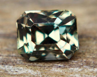 Natural Parti Sapphire | Emerald Cut | 1.21 Carat | 5.80x4.80 mm | Unheated | Untreated | Green Yellow Sapphire | Natural Coloured Sapphire