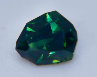 1.47ct Australian Parti Sapphire, Unheated Green Teal Modified Trillion, VVS Loose Gemstone