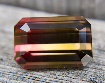 30.30 Ct Flawless Bi Color Tourmaline Emerald Cut Pink Gold Green Natural Loose Gemstone Collector Investment Bespoke Jewelry Sapphire Pal