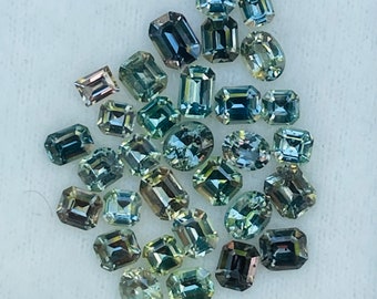 Natural Parti GreenSapphire Parcel | Emerald - Oval - Baguette- Octagon Cut | 4x3 mm | 8.11 Carat | Natural Gemstones