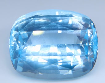 100% Natural Blue Topaz 23ct Cushion Cut | Ceylon VVS Loose Gemstone | Large Faceted Topaz for Pendant or Ring