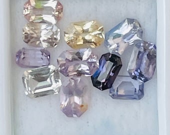 Beautiful Natural Mixed Coloured Sapphire Lot | Emerald Cut | 6.22 Carat | 5-6  mm | Unheated Sapphire |  Unique Sapphire | Engagement