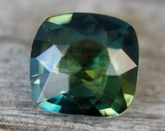 Natural Green Sapphire | Cushion Cut | 1.05 Carat | 6.10x5.80 mm | Jewellery Making Supplies | Earth Mined Gemstones | Parti Sapphire