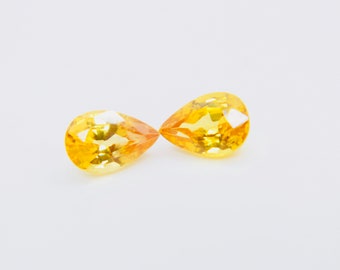 Natural Vivid Yellow Sapphires Pair | Pear Cut | 6x4mm | Gemstones Pair For Earring | Unheated | Untreated | Clean |