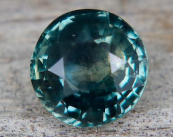 1.28ct Natural Parti Sapphire Round — Madagascar, Unheated VS — Blue-Green Loose Gemstone for Engagement & Fine Jewelry
