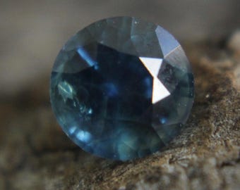 Natural Blue Green Sapphire | Round Cut | 6 mm | 1.34 Carat | Parti Sapphire | Engagement Rings | Natural Peacock Sapphire Ring