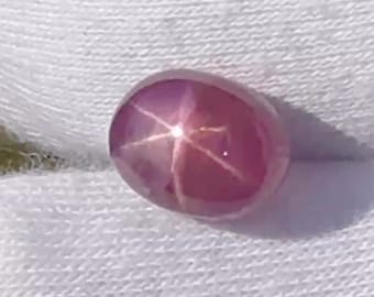 Natural Pink Star Sapphire 4.68 ct, Unheated Ceylon Oval Cabochon, Loose Gemstone for Custom Ring or Pendant