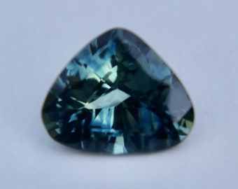 Natural Blue Green Sapphire | Trillion Cut | 1.31 Carat | 7.63x6.32 mm | Untreated Gemstones | Engagement Rings Jewellery