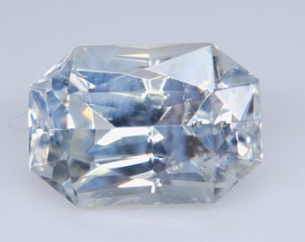 1.22ct Natural White Sapphire, Emerald Cut Untreated Ceylon Loose Gemstone