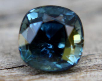 Natural Blue Green Sapphire | Cushion Cut | 5.12x5.03 mm | 0.92 Carat | Teal Sapphire | Unset Unheated Untreated Sapphire | Peacock Sapphire