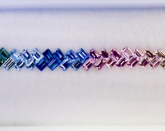 Natural Rainbow Sapphire Set 10.05ct VVS Baguette Cut | Loose Unheated Sapphires for Tennis Bracelet Jewelry Making