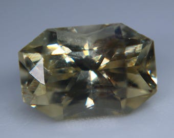 2.18ct Natural Greenish Yellow Chrysoberyl, Ceylon Elongated Fancy Cut Loose Gemstone