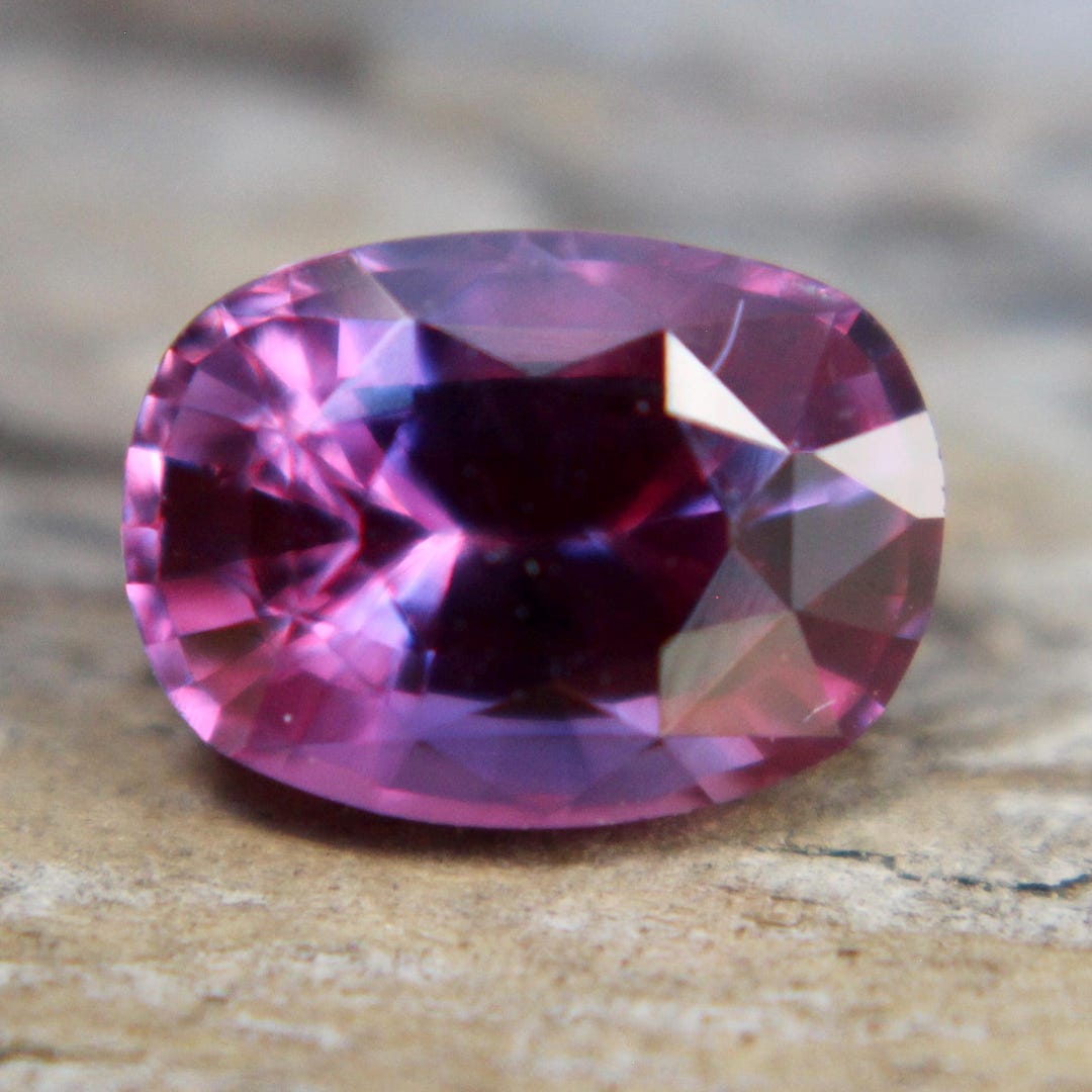 Bi-color Sapphire: 1.46 Carat Cushion Cut Pink Blue Gemstone - Etsy