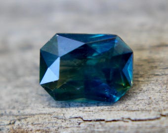 Natural Blue Green Sapphire  | Emerald Cut | 6.98x5.11 mm | 1.01 Carat | Sapphire Jewellery | Engagement Rings