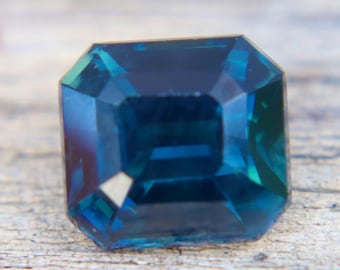 Natural Deep Blue Green Sapphire 2.14ct Emerald Cut Australian Certified Loose Gemstone for Engagement Ring