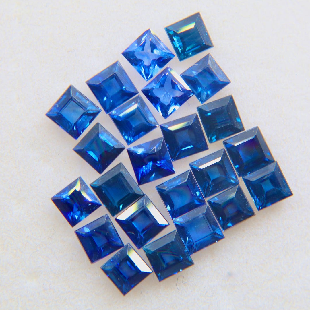 Royal Blue Ceylon Sapphires Set — 3.00 Mm Princess Cut, 4.70ct TW, VS ...
