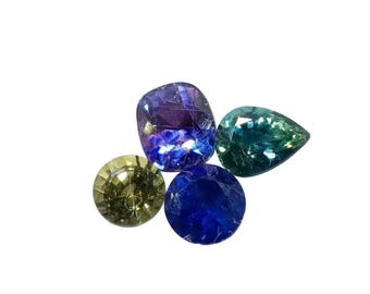 Natural Multi Sapphire Parcel 0.98ct | Yellow Purple Blue Green Loose Sapphires | Colored Gemstones for Jewelry | Engagement Ring Stones
