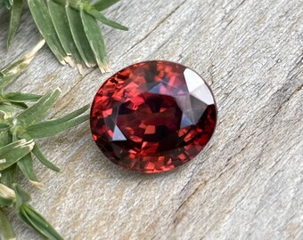Natural Maroon Zircon with bright Orange with reddish touch | Oval Cut | 6.40 Carat | 11.00x9.50 mm | jewellery making gemstones | engaged