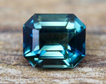 Natural Blue Green Sapphire | Emerald Cut | 0.96 carat | 5.87x5.10 mm | Engagement Ring | Wedding Ring | Anniversary Ring | Promising Rings