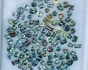 Natural Parti Sapphire Parcel | 25 Carat | Unheated Untreated Green Sapphire Set | Loose Sapphires | Jewellery Settings | Sapphire Ring