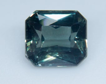 Natural Greyish Green Sapphire | Octagonal Emerald Cut | 6.29x5.70 mm | 1.43 Carat | Loose Gemstone | Unset Unheated Sapphire | Sapphire