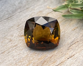 Natural Yellow Brown Tourmaline | Cushion Cut | 5.50 Carat | 11.18x10.46 mm | Untreated | Bi Colour Gemstone