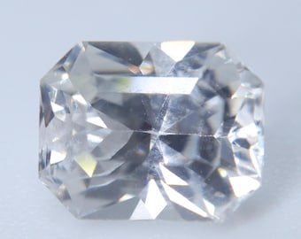 Natural Colorless Sapphire 1.50ct Emerald Cut Ceylon Loose Gemstone VS Clarity Engagement Ring Stone